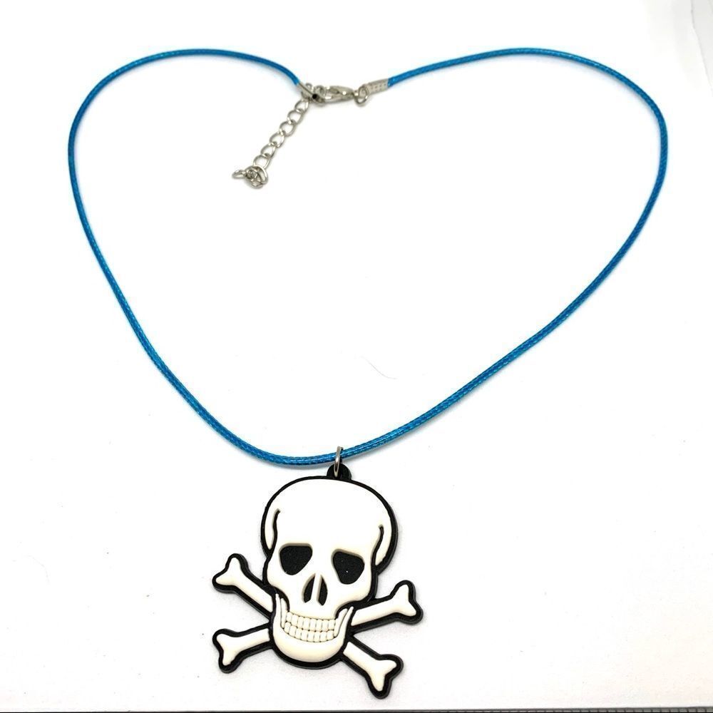 White Skull & Crossbones Soft PVC Necklace (W3)